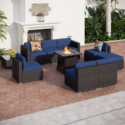 Alyah 7 Piece Rattan Sofa Seating Group with Cushions -  Lark Manorâ¢, 20B1AD46F6E3404289C71C1D30AF956D