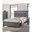 Tête de lit capitonnée en similicuir 1pc grand lit avec meubles de chambre à coucher à DEL gris et texture unique en bois massif FB