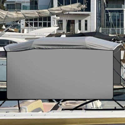 Housse de bateau durable à 4 nœuds - toile enduite de polyuréthane de qualité marine, cadre en alliage d'aluminium de 1 po, poteaux de soutien arrière réglables, coffre de rangement à fermeture à glissière, sangles de fixation - parfait pour les bateaux, bateaux Jon