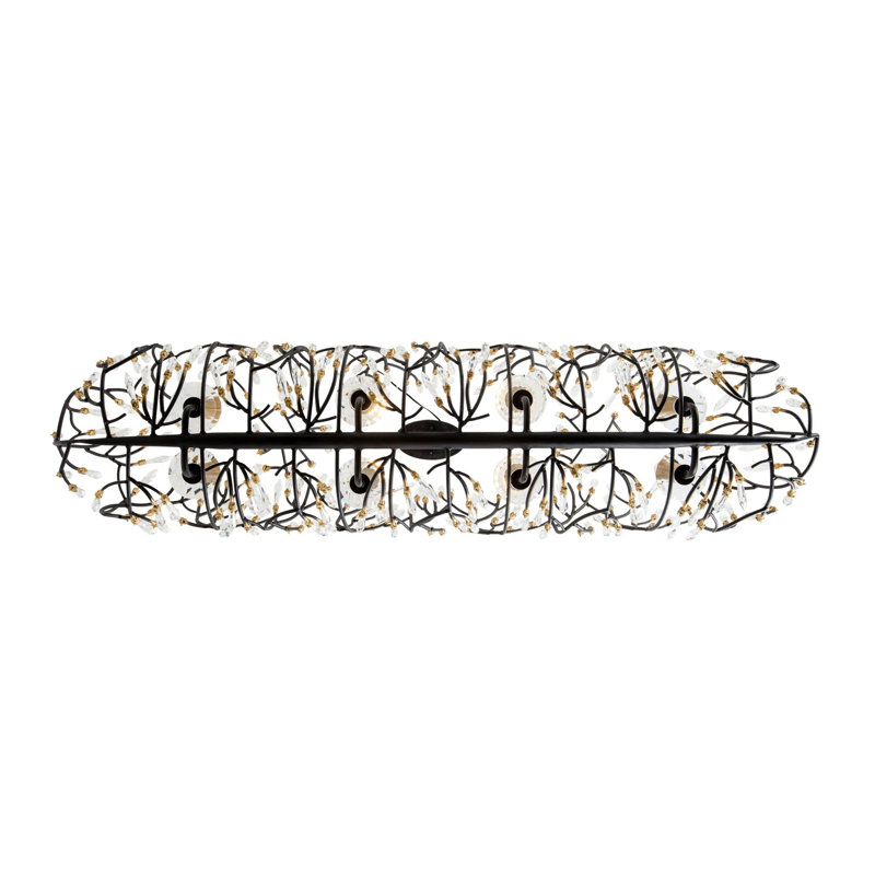 Matte Black and Gold Crystal Island Pendant Light