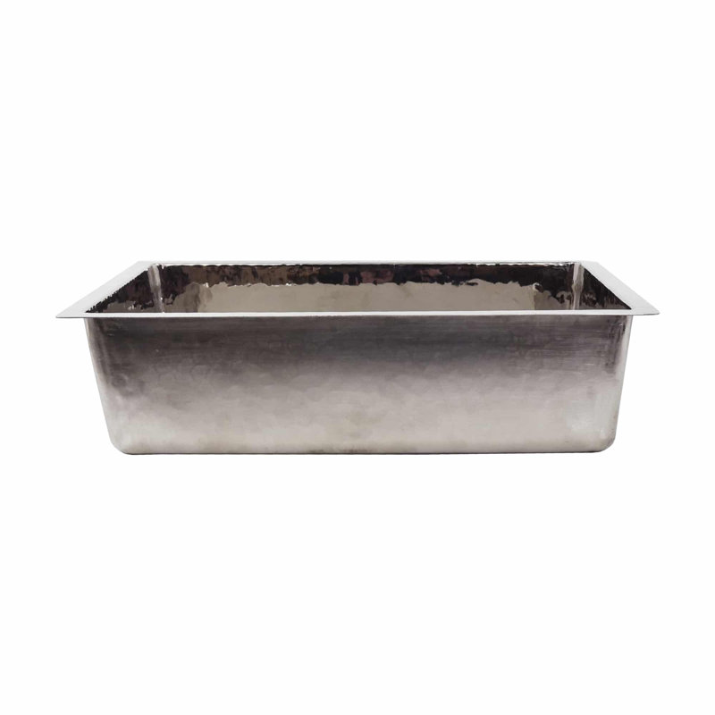 Mandalay 20" x 14.5" Hand Hammered Recycled Copper Undermount Bathroom Sink, Foundry Polished Nickel