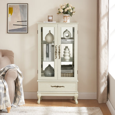 Elegant And Sophisticated Curio Cabinet With Adjustable Glass Shelves, Illuminated Display, And Ample Storage Space