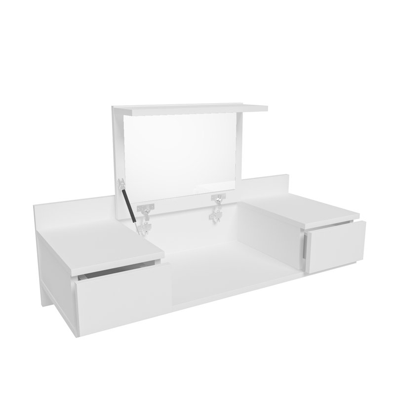 Zyshonne Dressing Table with Mirror, White