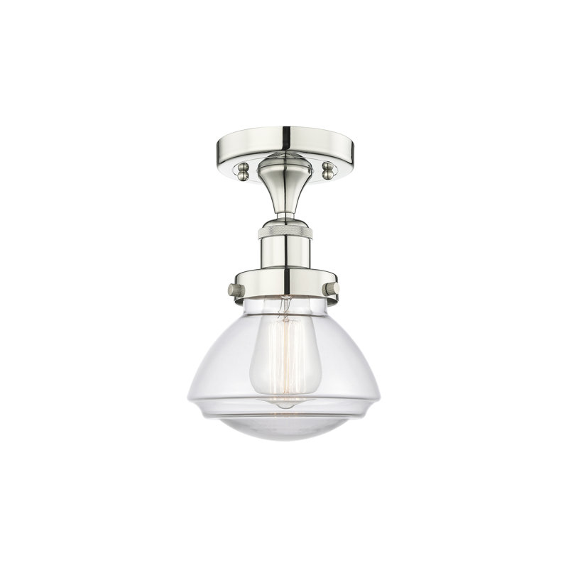 Almarosa Glass Semi Flush Mount, Clear, Polished Nickel