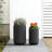 11 in. Small Matte Black(Upgraded Interior) Concrete Tall Round Planter / Pot Ribbed Design Plant Pot with Drainage Hole-1096311838-1096311836