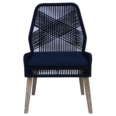 Chaises d'appoint bleu marine foncé à 2 - structure, finition patinée, coussins en mousse, touche côtière pour un aspect rustique de la salle à manger, ambiance vibrante