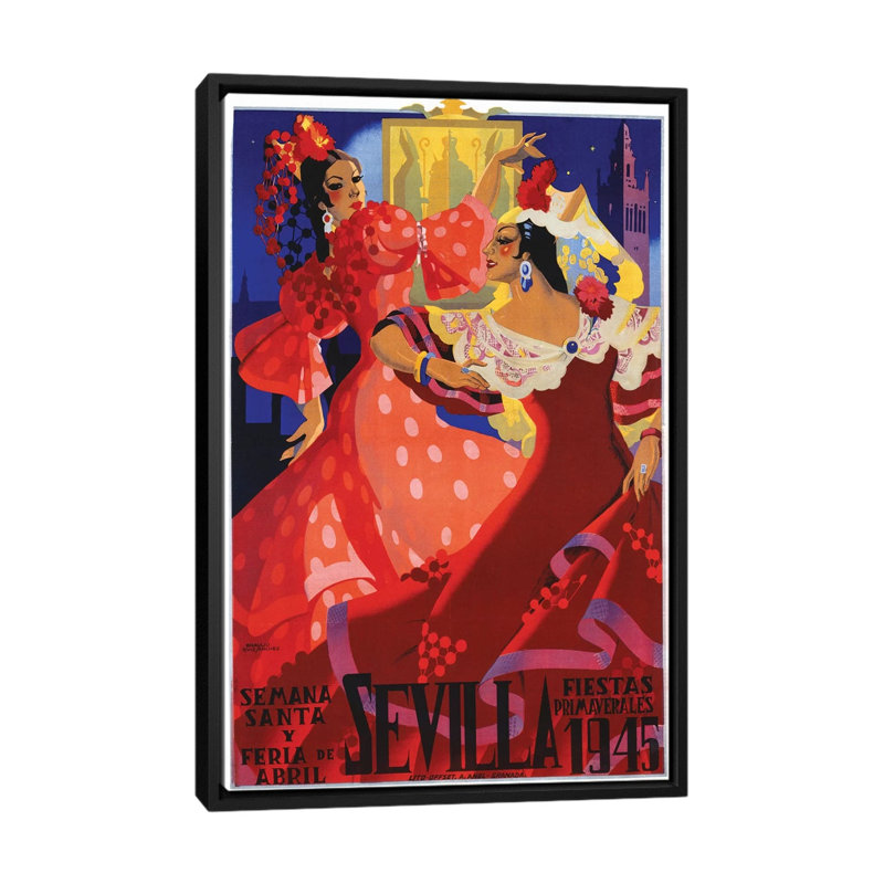 « sevilla, 1945 », impression sur toile, H 26 po x l 18 po x P 1,5 po, Toile avec cadre noir, Pas de tapis