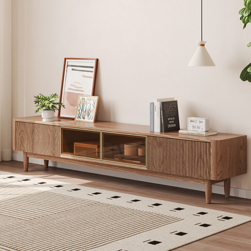Meuble télé en bois massif moderne et minimaliste