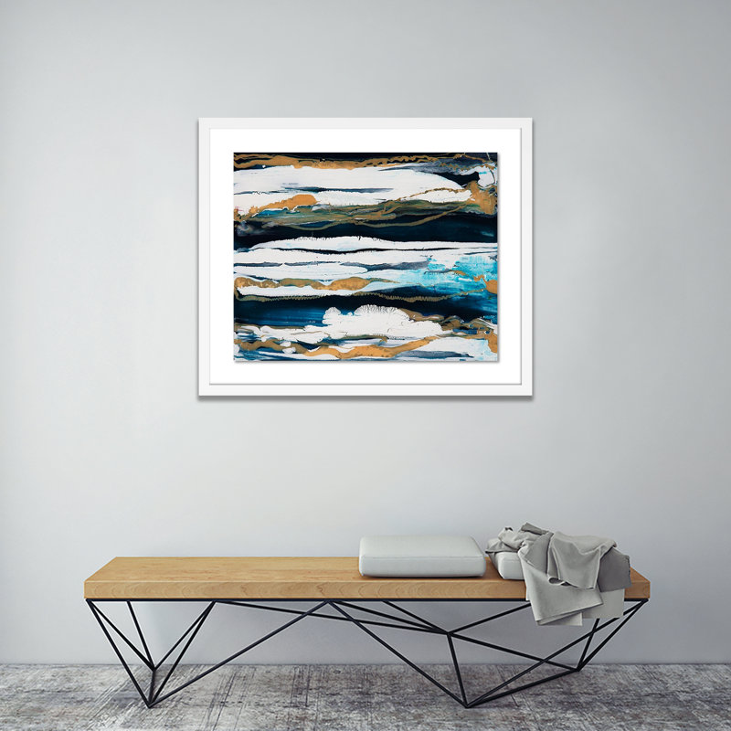 Horizontal Stripes Print by Kim Whiteside, 33" H x 40" W x 2.5" D, White