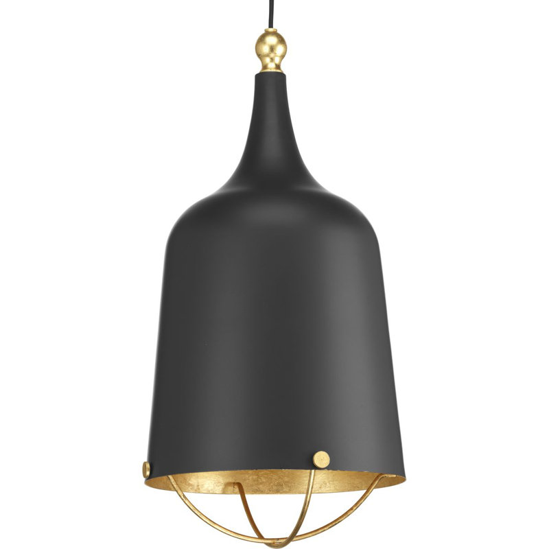 Luminaire suspendu à 1 lumière Robbs, Noir, H 25 po x l 12,75 po x P 12,75 po