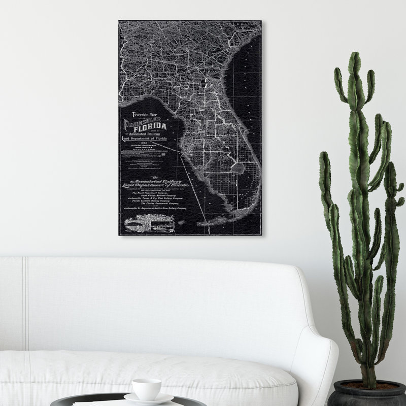 «Florida Map 1890», impression sur toile, H 30 po x l 20 po x P 1,5 po