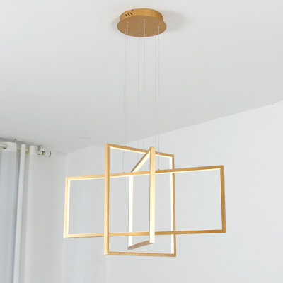 Vollmer 3-Light Dimmable LED Square/Rectangle Chandelier