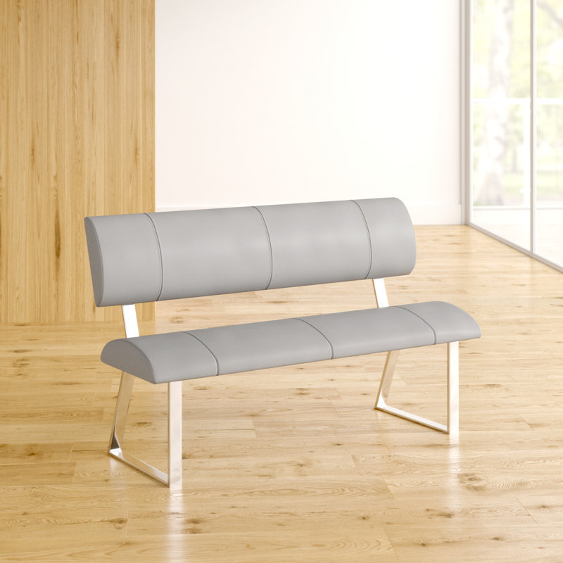Barton Faux Leather Upholstered Bench, Grey