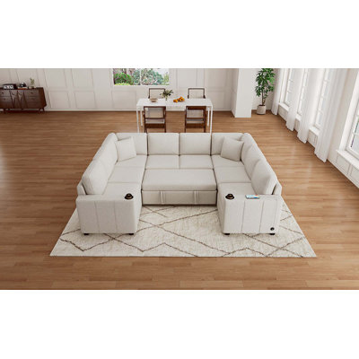 Canapé-lit modulaire convertible en U de 107,1 po pour salon