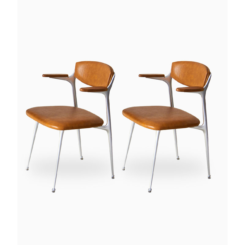 Chaise moderne en cuir d'alliage d'aluminium rétro, Orange