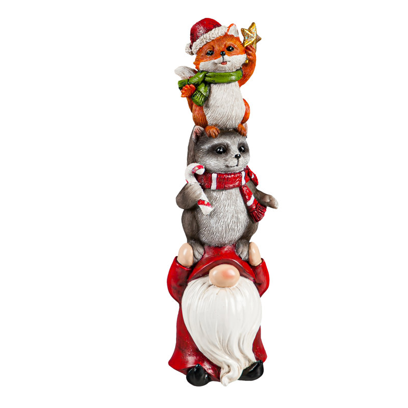 Ensemble de statues gnome et amis des bois empilés 2 pièces