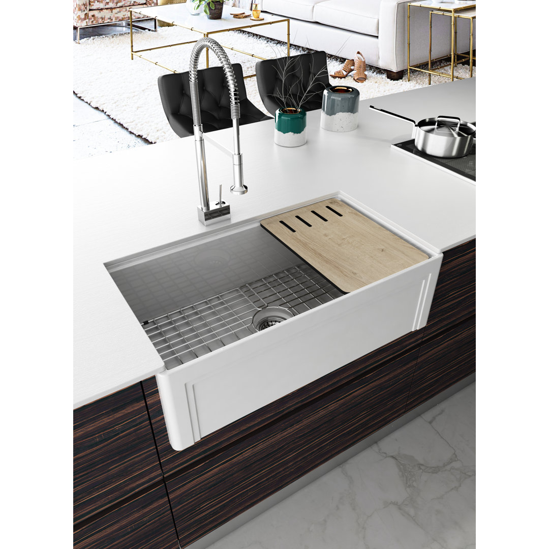 Diamond 33" L x 18" W Farmhouse Kitchen Sink with Basket Strainer Empire Industries 