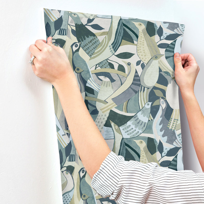 Fauvist Flock Wallpaper, Green