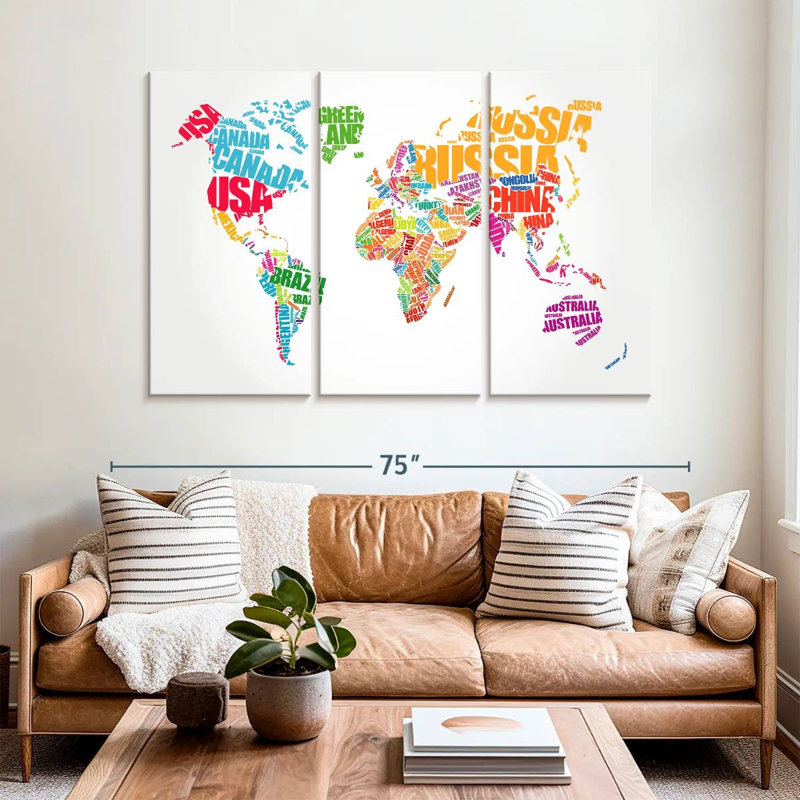 Aliaz Typography World Map, 42" H x 65" W