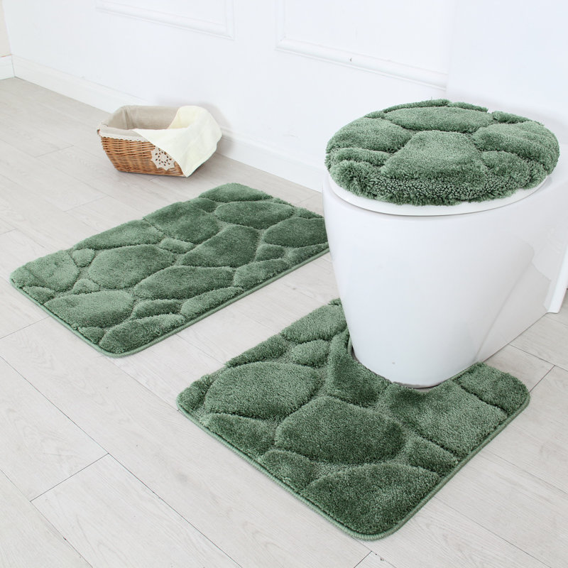 Hardcastle Non-Slip Bath Rug - Contour Mat - Lid Cover, Sage