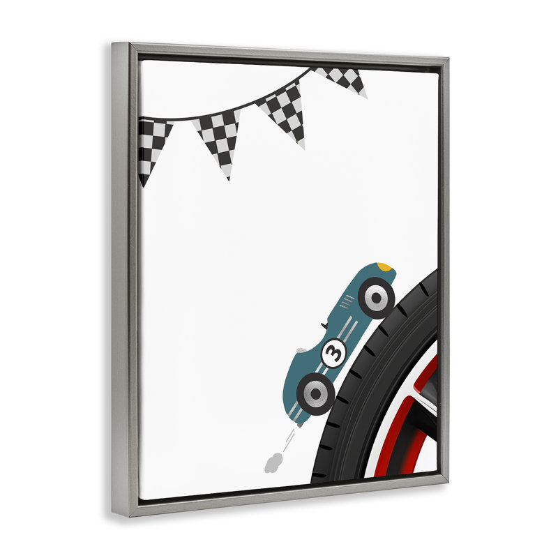 Cadre flottant Fast Lane Racecar, design par Christine Simpson Art, H 31 po x l 25 po, Cadre flottant gris lustré