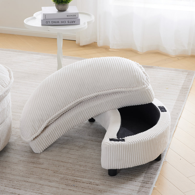 Repose-pieds en velours côtelé, Beige
