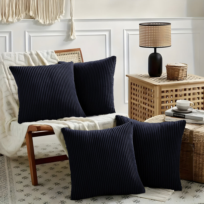 Striped Square Throw Pillow Insert, Navy