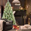 Arbre de Noël avec 51 pommes de pin, PVC mélangé et branches à aiguilles dures, structure à charnières pour une installation facile, support en métal robuste - arbre de vacances complet et réaliste-159335263