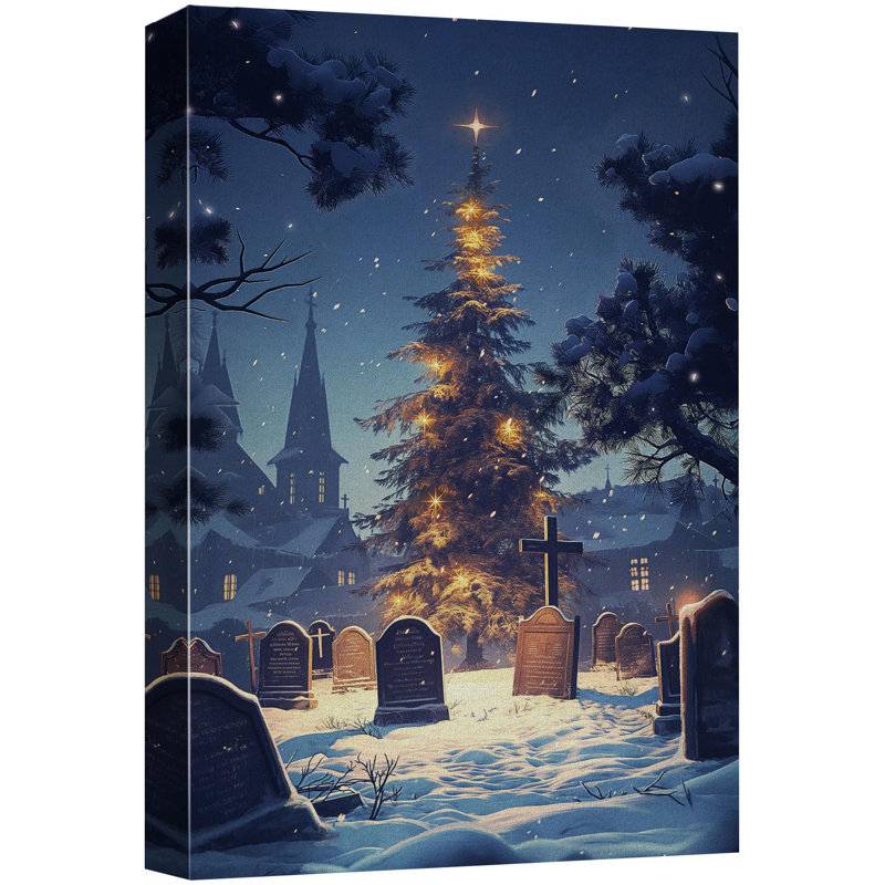 Arbre de Noël illuminé dans un décor de sapin de Noël illuminé dans un décor d'art moderne, Toile tendue, H 24 po x l 16 po