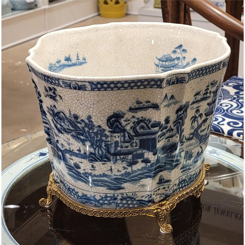 Blue Willow Handmade Planter