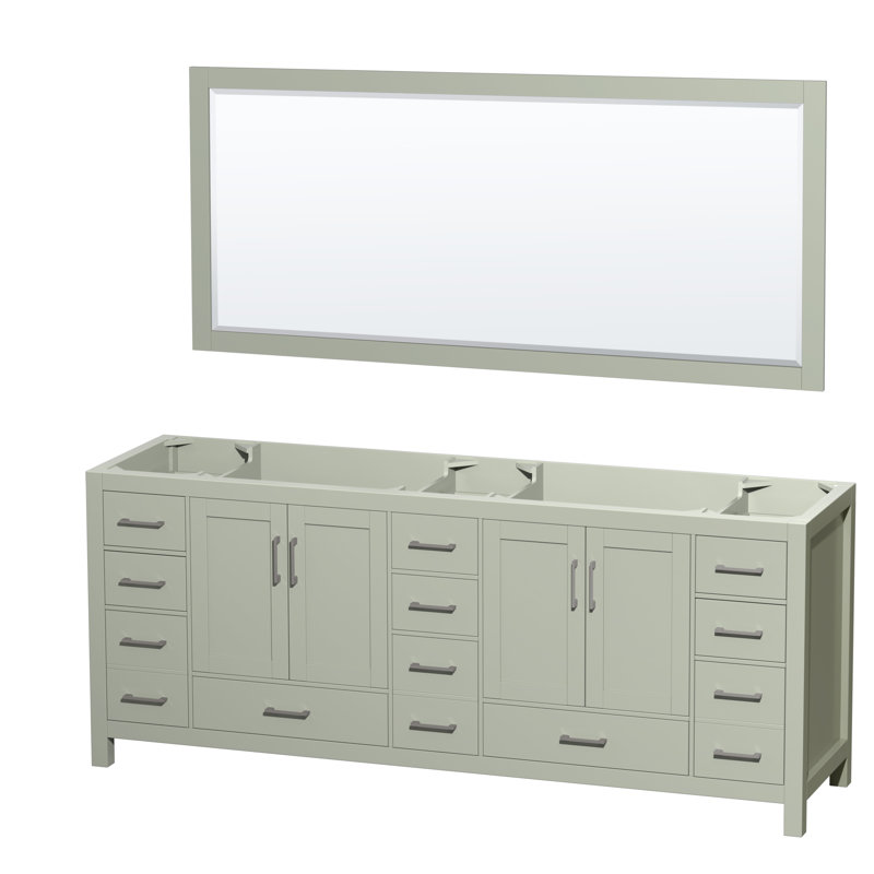 Sheffield 83" Double Bathroom Vanity Base and Mirror only in Light Green