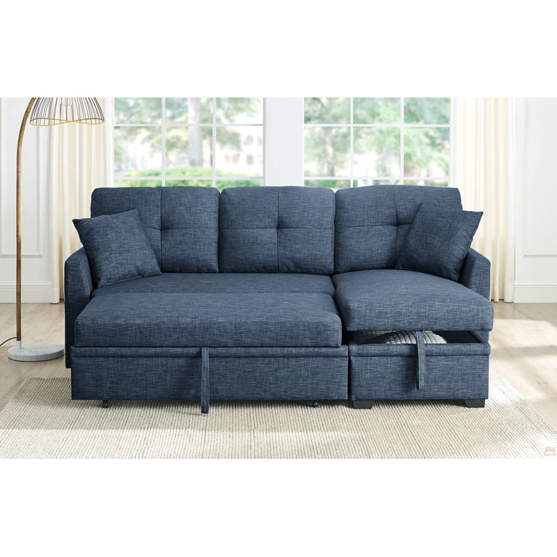 Canapé-lit modulaire avec rangement, Polyester bleu
