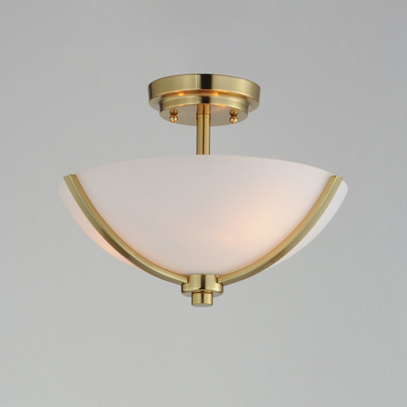 Deven Semi Flush Mount, Satin Brass