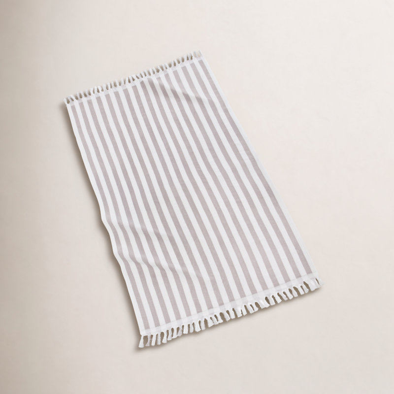 Bernice 100% Cotton Beach Towel, Gray/White