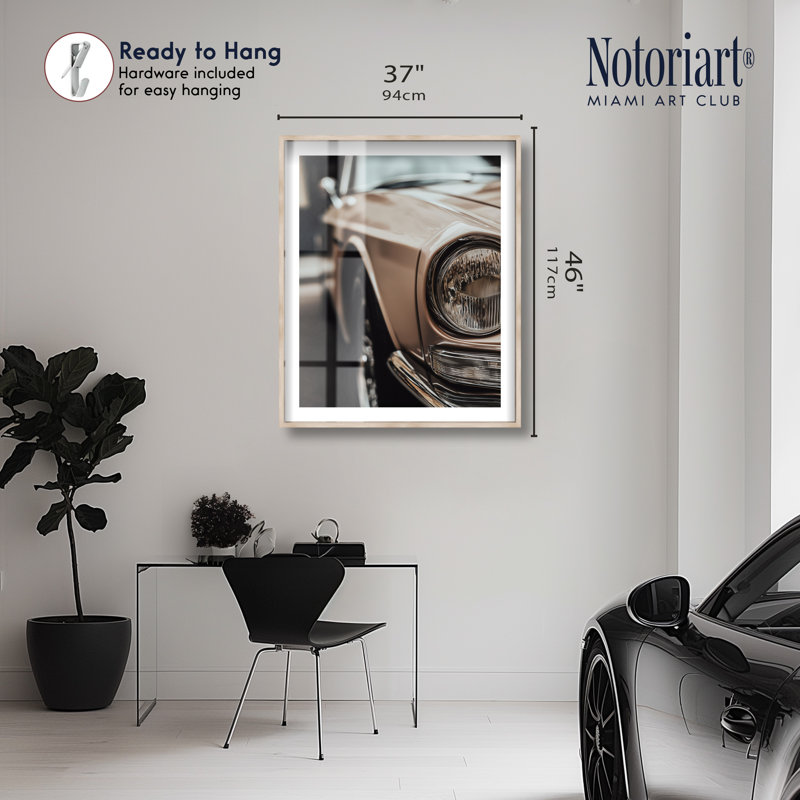 Décoration murale rétro Glide I Shadowbox Print par Notoriart, cadre en chêne naturel, 36 x 45, 46"H x 37"W
