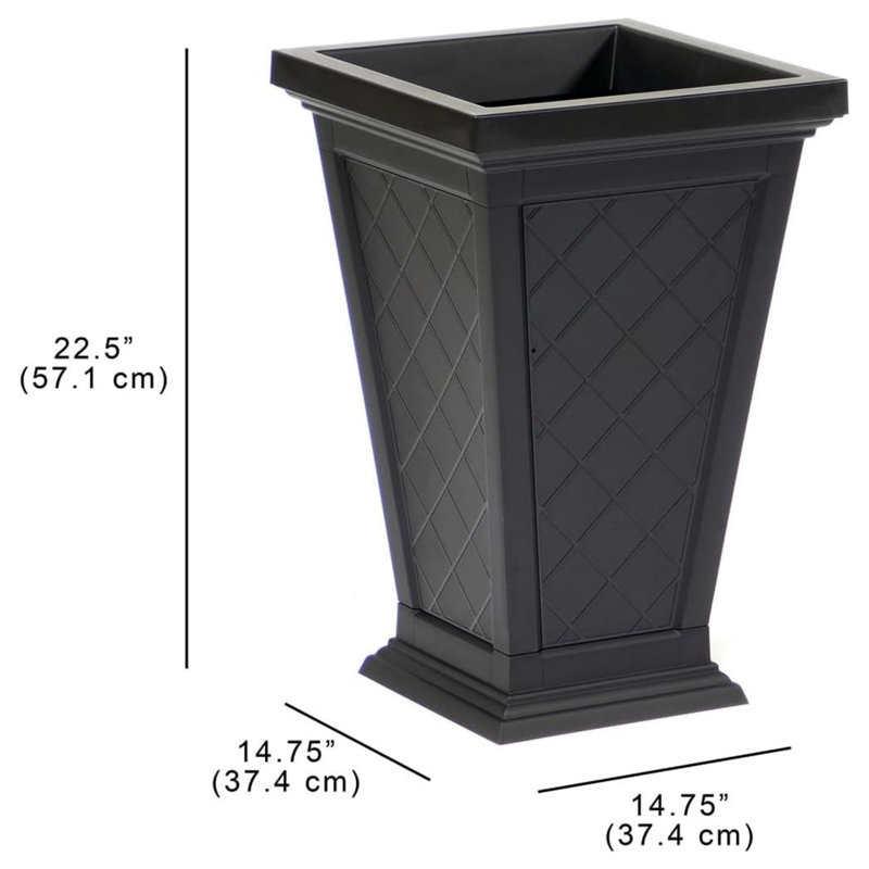 FCMP Outdoor Modemmo Self-Watering Planter, Argyle Pattern, Black, Set of 2