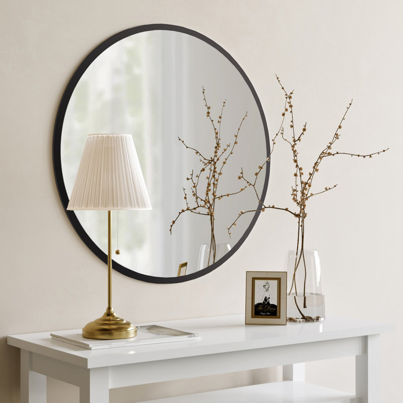 Miroir décoratif moderne, noir, 23,6 po x 23,6 po x 0,5 po | Structure 100% MDF, épaisseur: 0,7 pouce | Art mural élégant pour la décoration intérieure, parfait pour le salon, la chambre à coucher et le vestibule - Design élégant et polyvalent