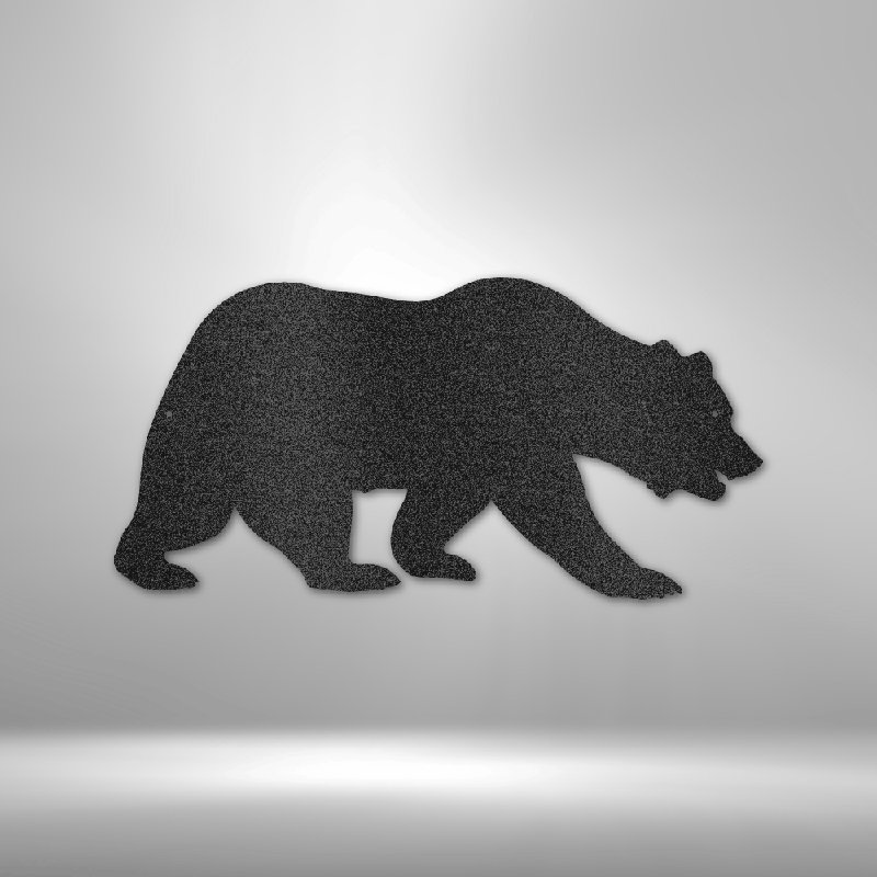 Grizzly Bear, H 14,25 po x l 14,5 po x P 0,5 po, Noir