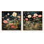 Enigma, fleurs de jardin roses et vertes I - Tachisme, ensemble de 2 toiles d'art mural-1065169509-1065169504