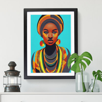 FRM-V0523-58X African Woman Geometric Vol.3 1 Piece Single Picture Frame Wall Art
