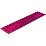 Overdyed Hand-Knotted Wool Modern-Contemporary Pink Runner 2' 5" x 10' 8"
