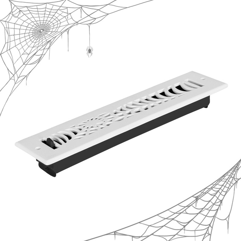 Évent Spooky Gothic 2 po x 14 po (taille totale de la façade 3 1/2 po x 15 3/4 po), Noir thermolaqué, Mur avec trou de vis
