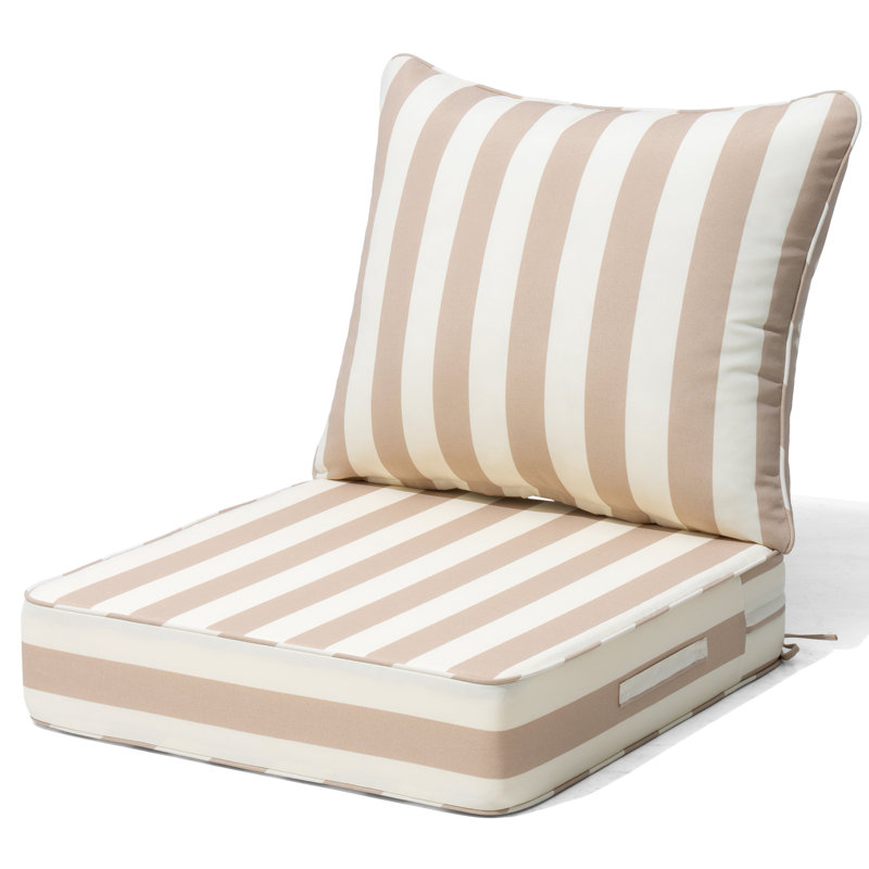 24'' W X 24'' D X 5.5'' H Outdoor Deep Seating Cushions, 1, Tan/Beige Stripe