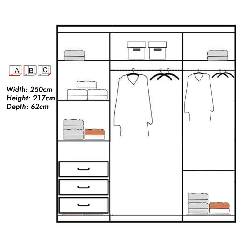 Chuipek 3 Door Manufactured Wood Wardrobe, White