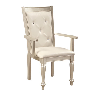 2 pièces de fauteuils argentés avec dossier en cristal et dossier de luxe traditionnel