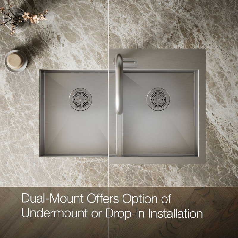 Vault™ Double Bowl Kitchen Sink with Single Faucet Hole, 1 Hole