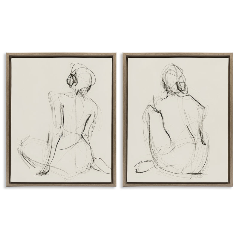 Ensemble de 2 reproductions de toiles flottantes encadrées par Victoria Barnes, Cadre flottant orme Montalcino