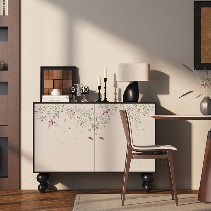 Solid Wood Cabinet with Floating Branch Design