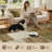 Faux Patchwork Abstract Geometric Area Rug – Washable Low-Pile Carpet for Living Room-737062062