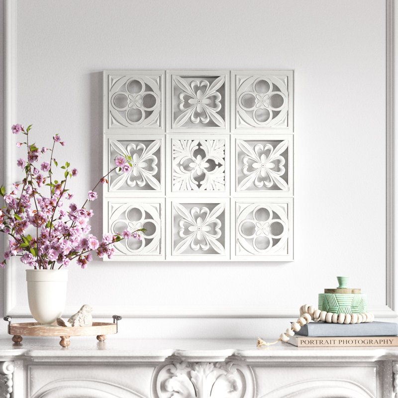 Décoration murale florale en bois